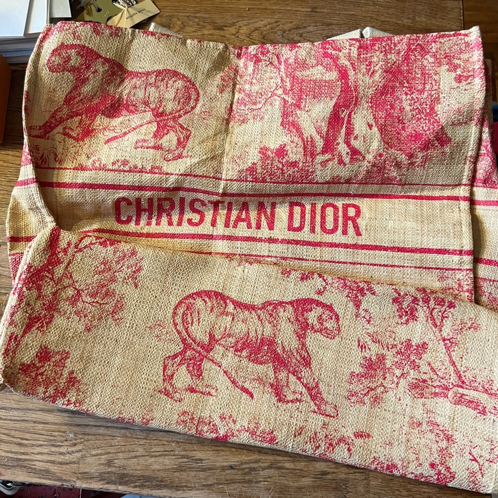 Christian Dior Red and Beige Tote Bag